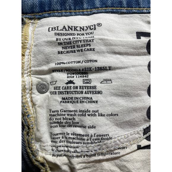 Blank NYC Women's Blue Studded Distressed Straight Leg Girlfriend Denim Jeans 27 - Picture 7 of 7